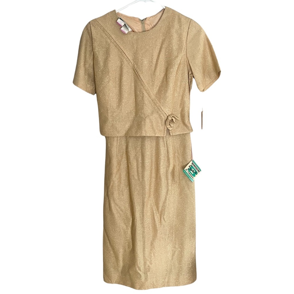 Vintage Berkshire B-Tween Deadstock gold metallic midi dress NWT